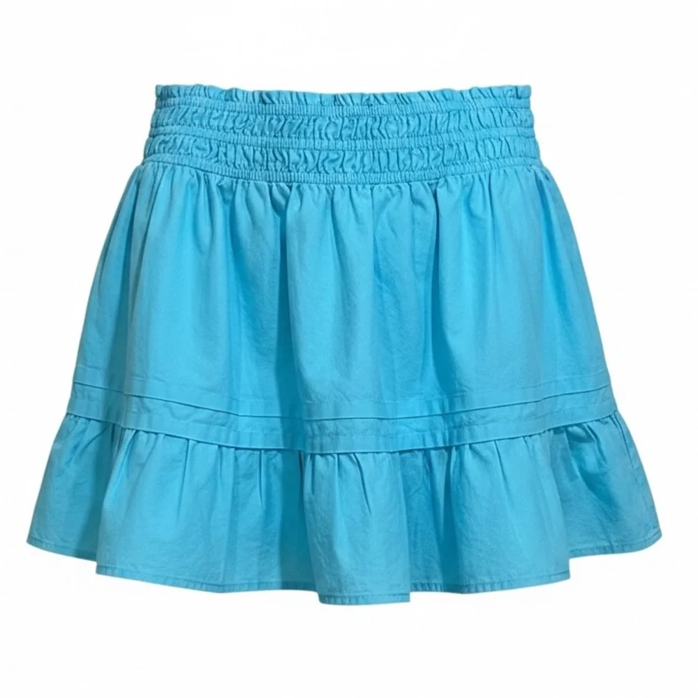 Day + Moon. Smocked Waist Tiered Mini Skirt/skort - Aqua Blue (Medium) - Picture 3 of 10